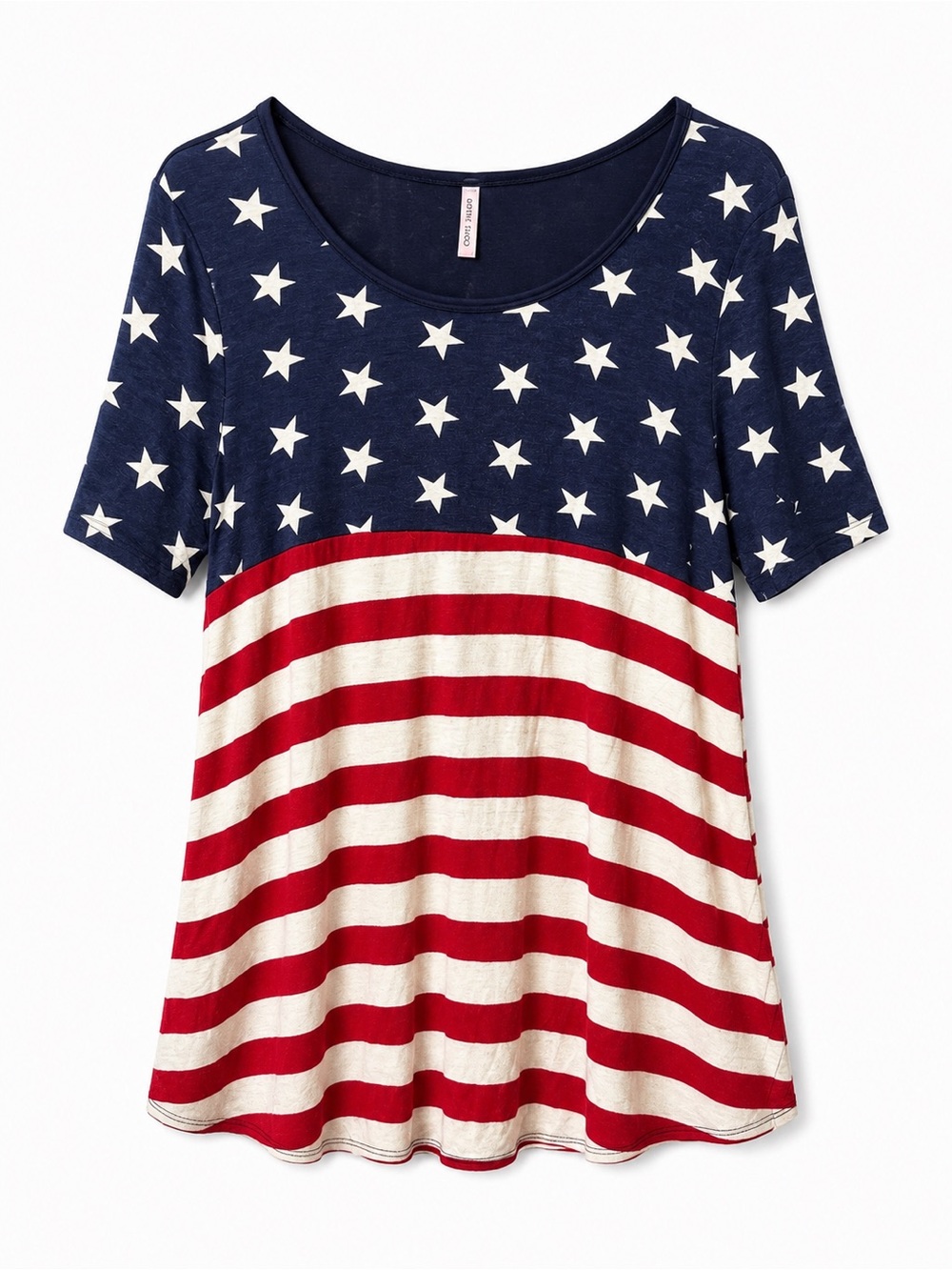 Cool Melon American Flag Stars & Stripes Swing Tunic Top One Size Patriotic